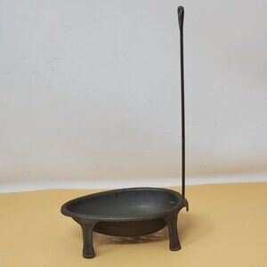 Vintage Footed Metal Egg Poacher Stand Long Lift Rod Farmhouse Rustic Kitchen